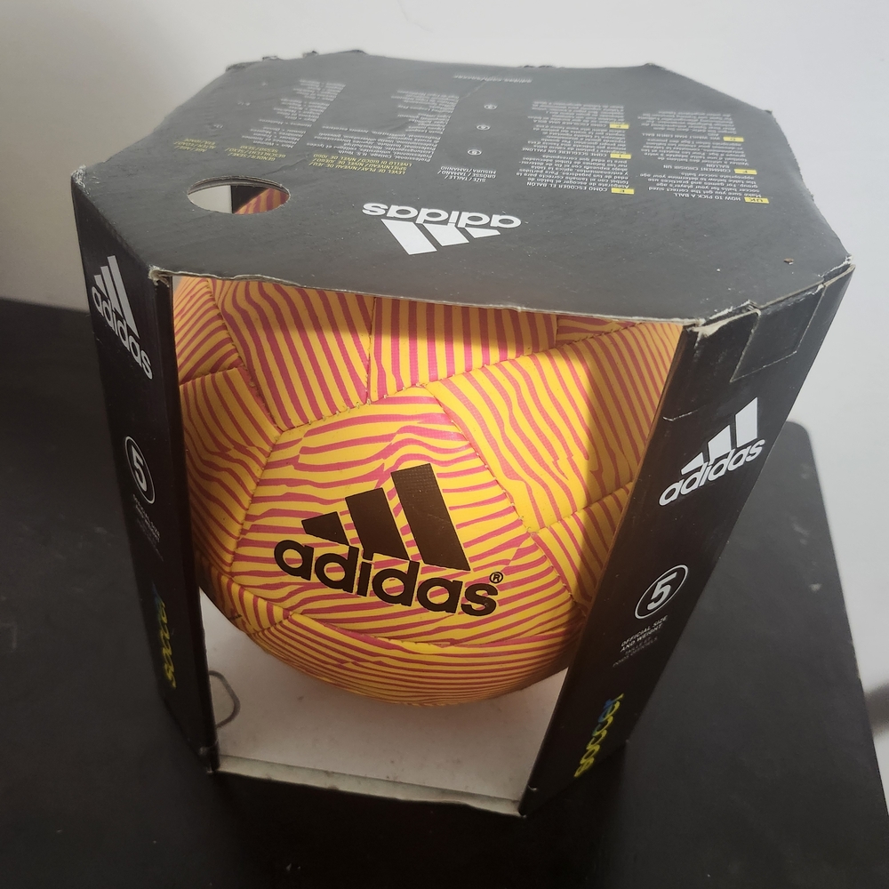 Vintage Adidas Pink and Yellow Soccer Ball